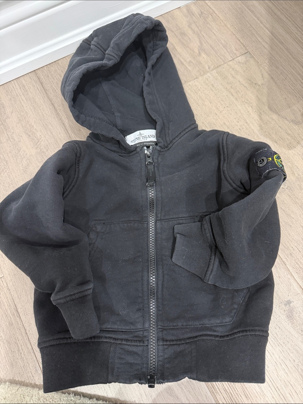 Stone Island Kids Black Hooded Zip Sweatshirt